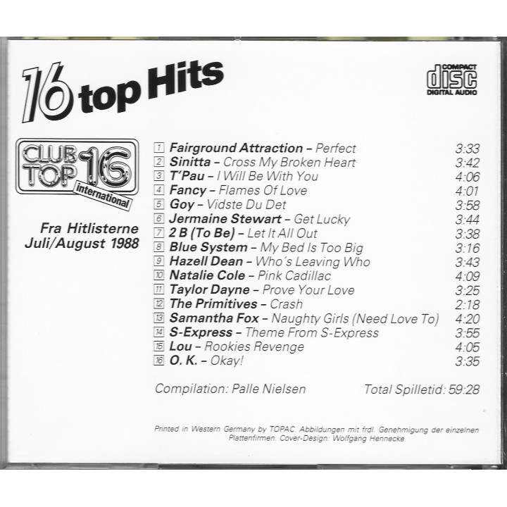 Club Top 16 Juli/August 1988