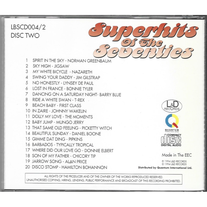 Superhits Of The Seventies CD 2